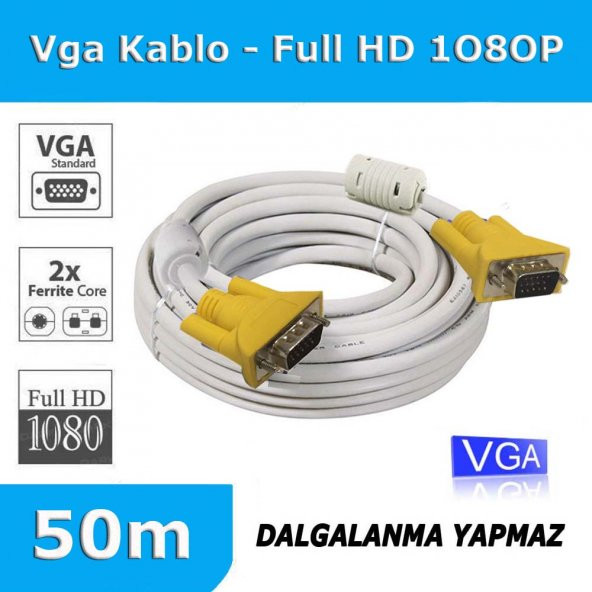 50M Metre Çift Filtreli Monitör Tv Projeksiyon 1080P Vga Kablo