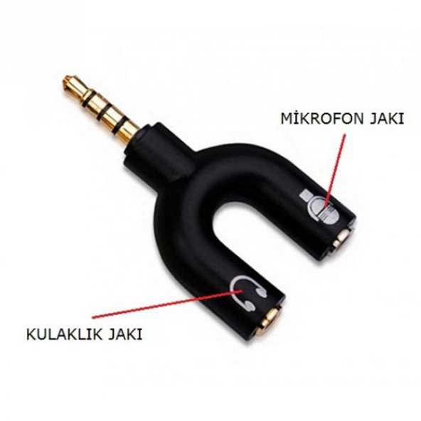 Kulaklık Mikrofon Birleştirici Adaptör 3.5Mm Ayırıcı Aparat - 3