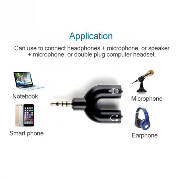 Kulaklık Mikrofon Birleştirici Adaptör 3.5Mm Ayırıcı Aparat - 5
