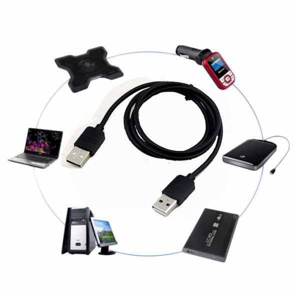 3 Metre Usb Erkek Erkek Kablo - Usb 2.0 Siyah Iki Ucu Erkek Kablo - 3