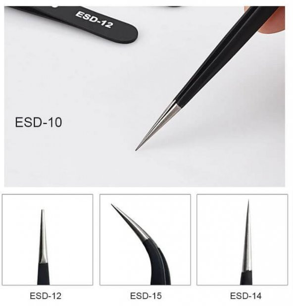 Esd Hassas Elektronik Cımbız Seti Antistatik Çelik Tweezer Set - 3