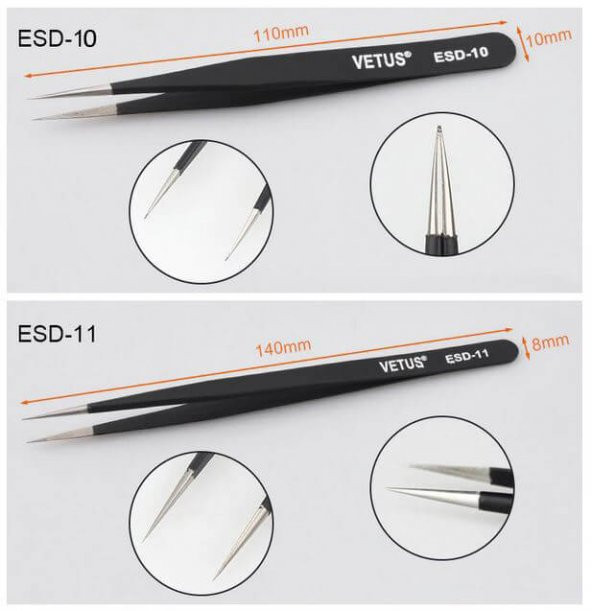 Esd Hassas Elektronik Cımbız Seti Antistatik Çelik Tweezer Set - 6