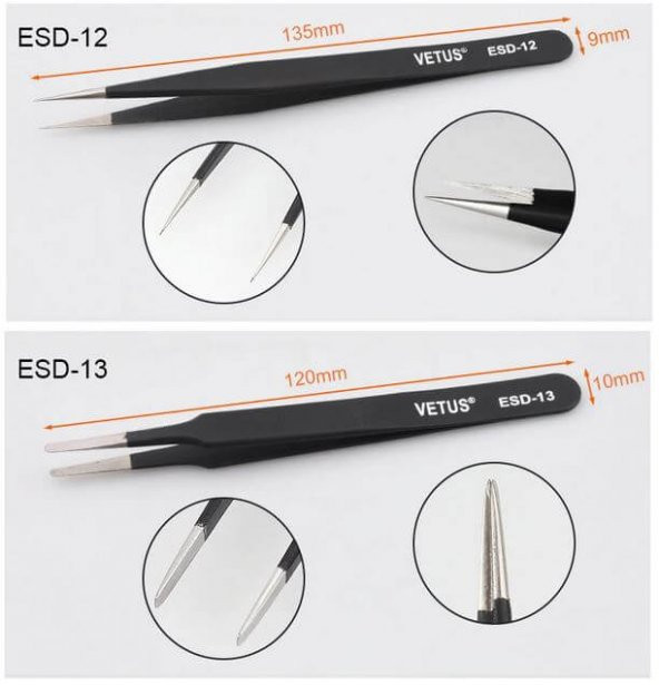 Esd Hassas Elektronik Cımbız Seti Antistatik Çelik Tweezer Set - 8