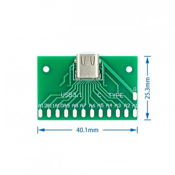 Koodmax-Usb Type-C Usb 3.1 Type C Dişi Adaptör Konnektör-40*25Mm-24 Pin - 2