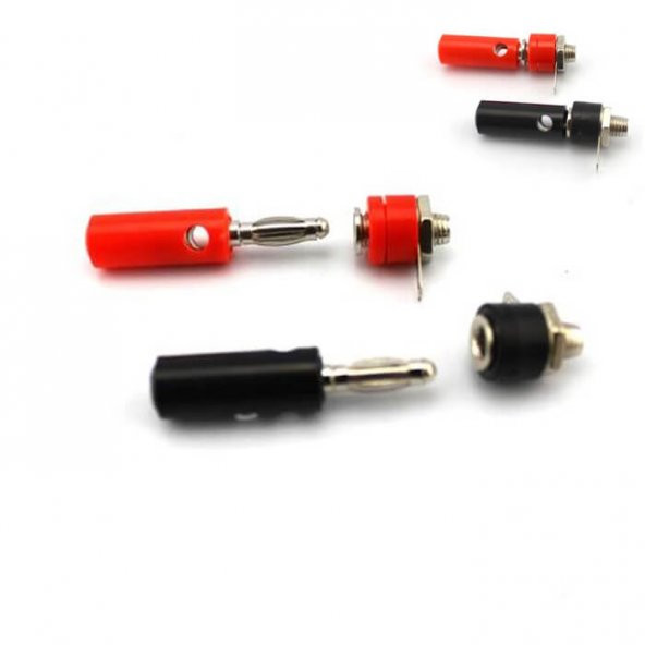 4Mm Muz Konnektör Erkek Dişi Set - Muz Tipi Fiş Soket 2 Li Set - 3