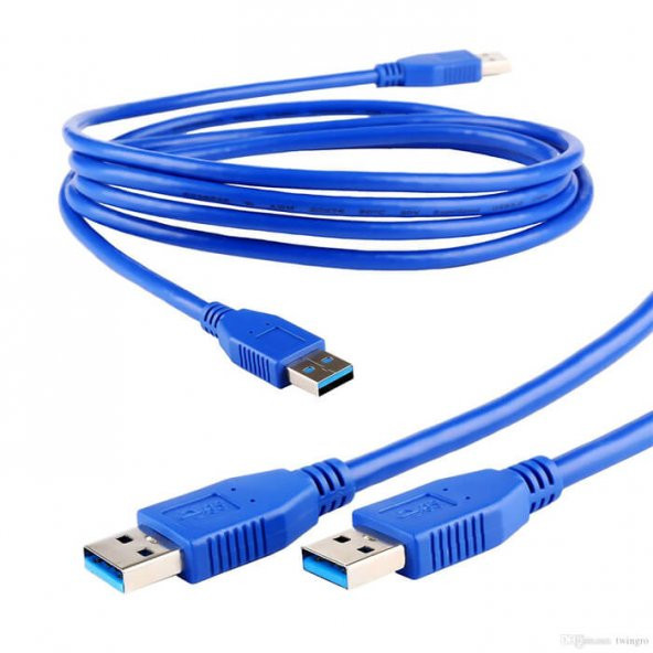 Usb 3.0 Erkek Erkek Kablo Mavi - Iki Ucu Erkek Usb Kablo - 3 Mt - 4