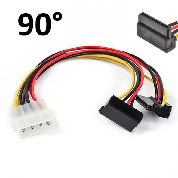 90° Sata Power Splitter Kablo 2Li - L Model-Sata Çoklayıcı Kablo