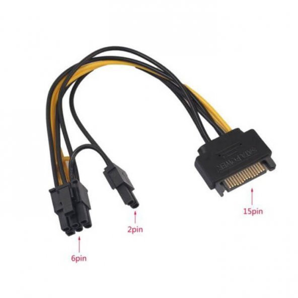 Sata To 6+2 Pin 8 Pin Ekran Kartı Power Çevirici Kablo Bakır 20Cm - Resim 5