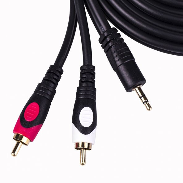 10M Stereo To 2 Rca Ses Kablosu - Özel Bakır Seri - 10 Metre - Resim 6