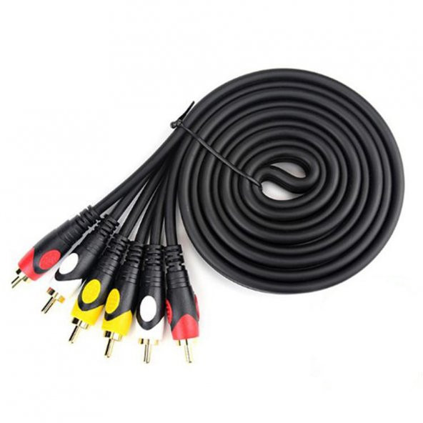 10M 3 Rca To 3Rca Ses Video Sinyal Kablosu - Özel Bakır Seri - Resim 4