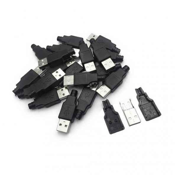 Usb A Erkek Konnektör - Lehim Tipi - Plastik - Usb Erkek Söket N11.4025 - 2