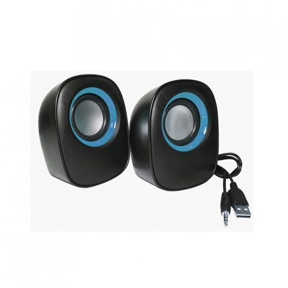Wozlo D-05 USB 2.0 Hoparlör 1+1 Ses Bombası Usb Stereo Speaker Siyah - Mavi