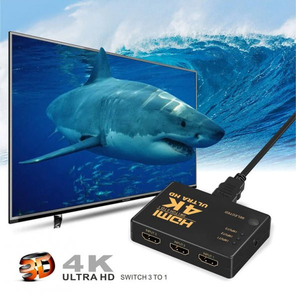 3 Port Hdmi Switch - 4K - Kumandalı - Ultra Hd - Versiyon:2020 - 5