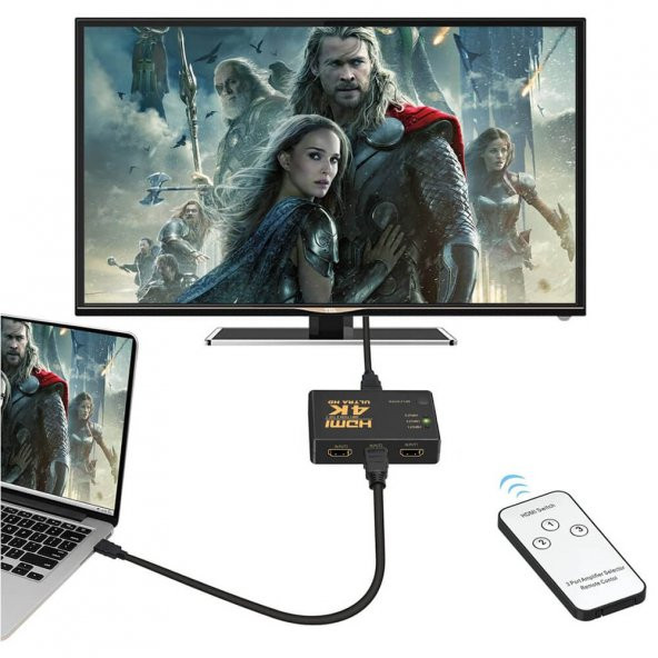 3 Port Hdmi Switch - 4K - Kumandalı - Ultra Hd - Versiyon:2020 - 6