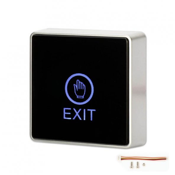 Bas Aç Dokunmatik Çıkış Butonu Exıt Mavi Led Sıva Üstü 86*86Mm ürün görseli