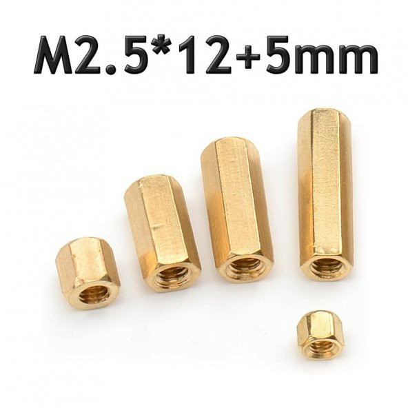 Koodmax-M2.5 X 12Mm Pirinç Aralayıcı Distans - Dişi - Dişi M2.5*12+5Mm - 1