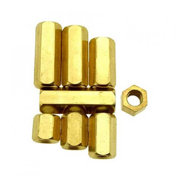Koodmax-M2.5 X 12Mm Pirinç Aralayıcı Distans - Dişi - Dişi M2.5*12+5Mm - 6