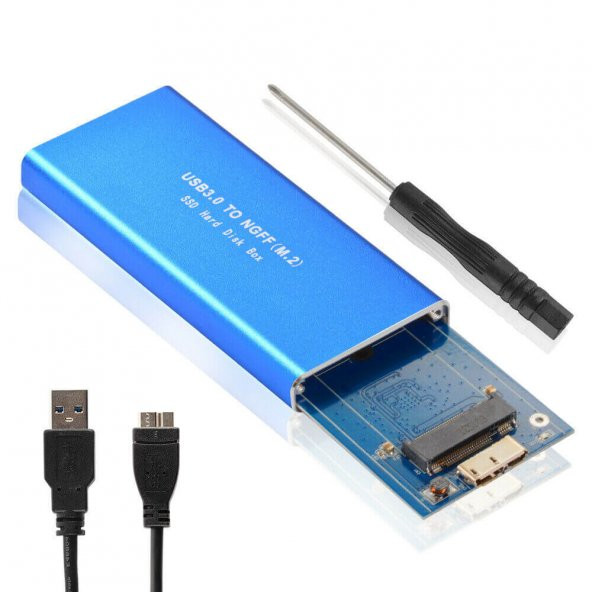 M.2 Ngff To Usb 3.0 Ssd Sata Hdd Harddisk Kutusu - Aliminyum Mavi - 2