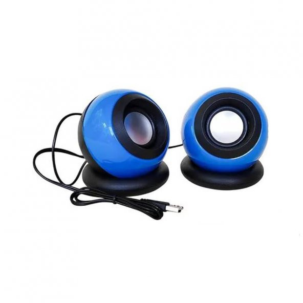 Vigor Kablolu Stereo Hoparlör 1+1 Usb Speaker Ses Sistemi Mavi - Siyah