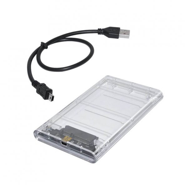 Wozlo 2.5 İnç Sata Usb 2.0 Harddisk Kutusu - Şeffaf - Mini Usb ürün görseli