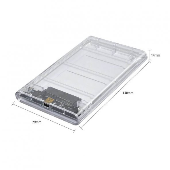 Wozlo 2.5 İnç Sata Usb 2.0 Harddisk Kutusu - Şeffaf - Mini Usb - Resim 4