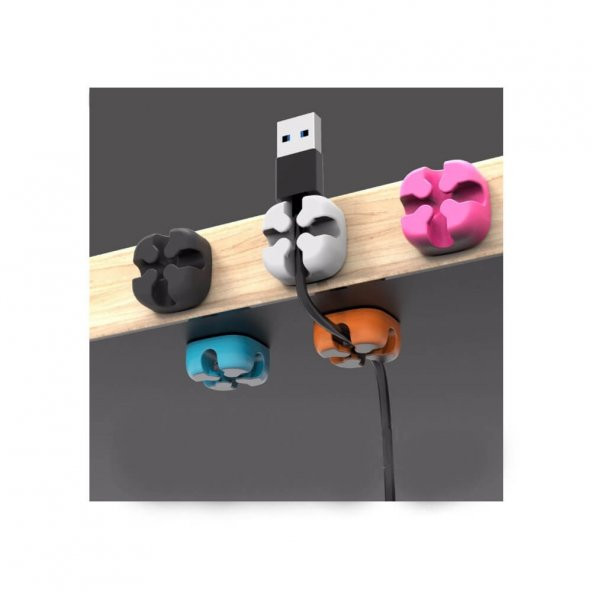 Orico Çapraz Şekilli Silikon Masaüstü Kablo Düzenleyici Gri 5Li N11.237 - Resim 3