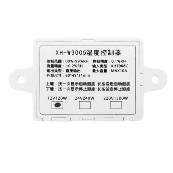 Xh-W3005 Dijital Nem Kontrol Cihazı - Kuluçka Termostat 12V 120W - 8