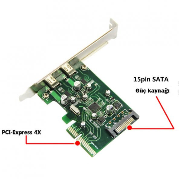 2 Port Pci E Usb 3 1 Type C PCI Ekspres Type C Kart - 3