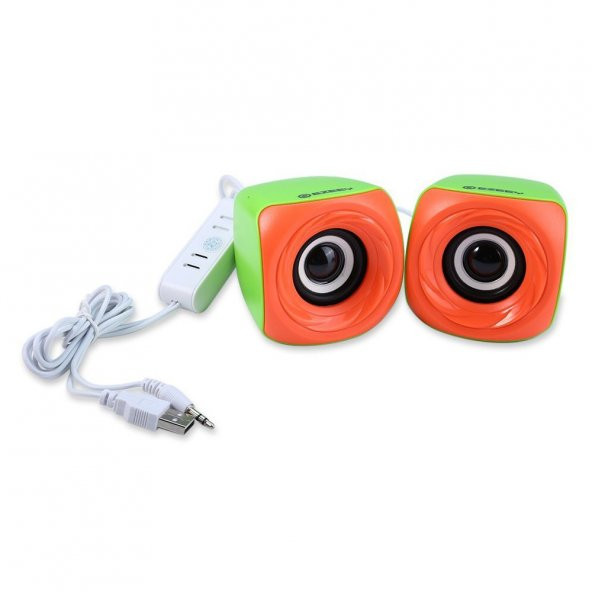 Ezeey T11 Mini 1+1 Ses Bombası USB 2.0 Stereo Hoparlör Yeşil - Turuncu - Resim 2