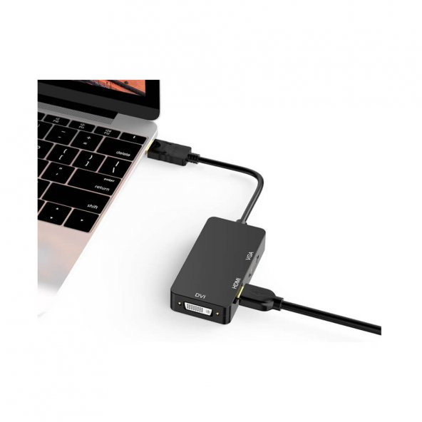 Displayport To Hdmi Vga Dvi Çevirici Dp Dönüştürücü Siyah - 5
