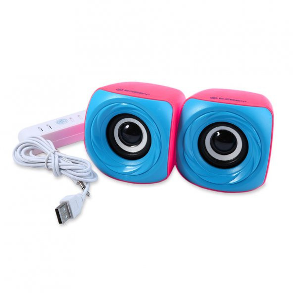 Ezeey T11 Mini 1+1 Ses Bombası USB 2.0 Stereo Hoparlör Pembe - Mavi - Resim 2