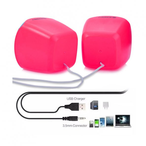 Ezeey T11 Mini 1+1 Ses Bombası USB 2.0 Stereo Hoparlör Pembe - Mavi - Resim 3