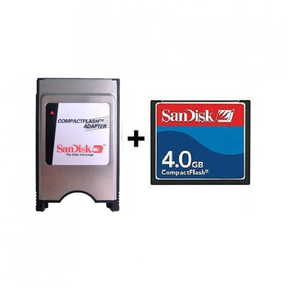 Sandisk Pcmcia Cf Adaptör + 4 Gb Cf Kart Compact Flash Cnc Kart