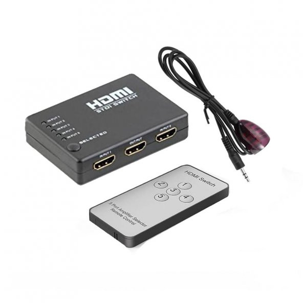 Hdmi Çoklayıcı 5 Port 1080P Hdmi Switch Splitter - Kumandalı