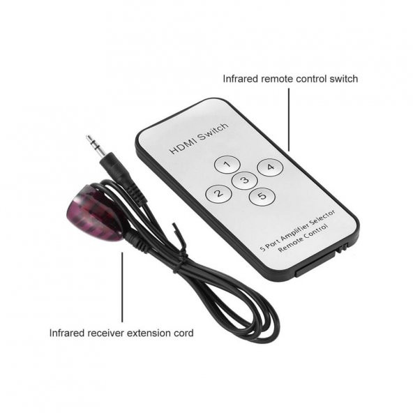Hdmi Çoklayıcı 5 Port 1080P Hdmi Switch Splitter - Kumandalı - 6
