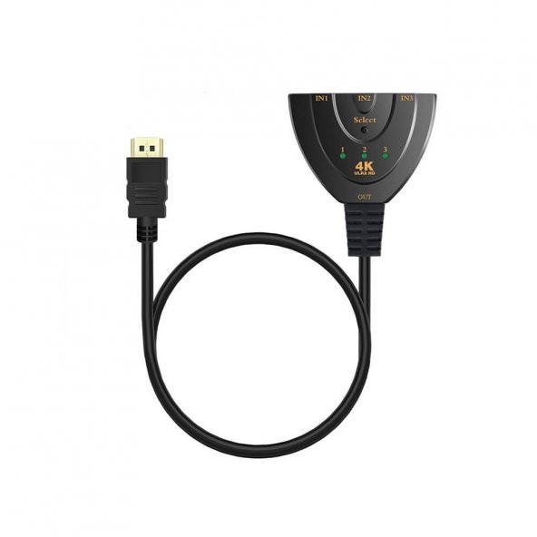 3 Port Kablolu Hdmi Switch 4K 2160P Ultra Hd 3 Giriş 1 Çıkış - Resim 2