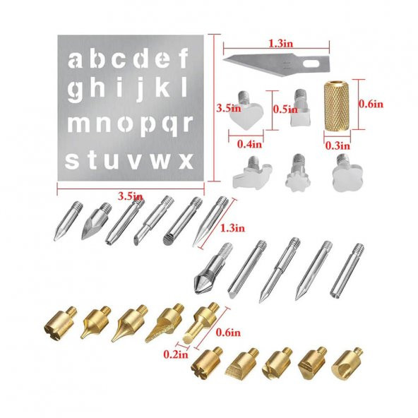 28 Parça Ahşap Kesme Oyma Yakma Kabartma Lehimleme Uç Seti - Resim 7