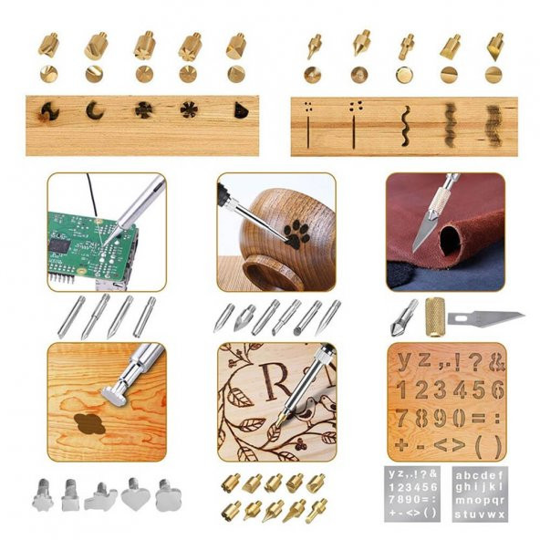 28 Parça Ahşap Kesme Oyma Yakma Kabartma Lehimleme Uç Seti - Resim 10