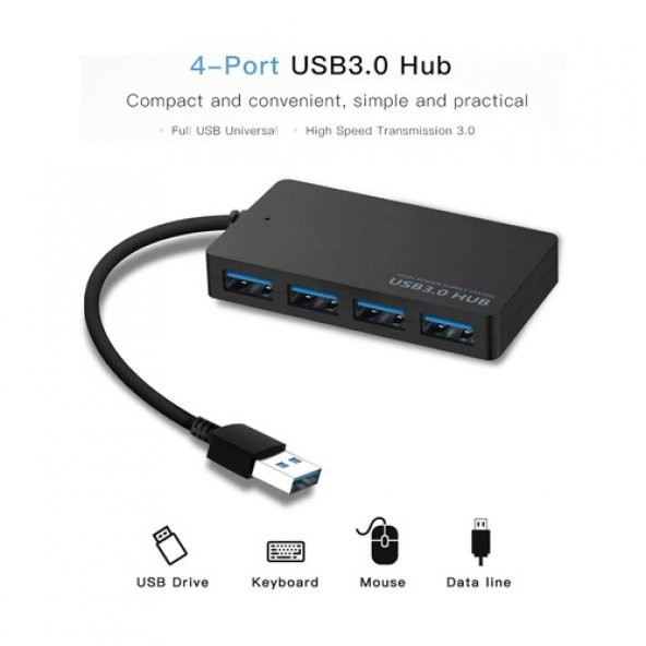 4 Port Usb 3.0 Hub Çoklayıcı Çoğaltıcı Slim Chipli Versiyon (551664658) - Resim 3