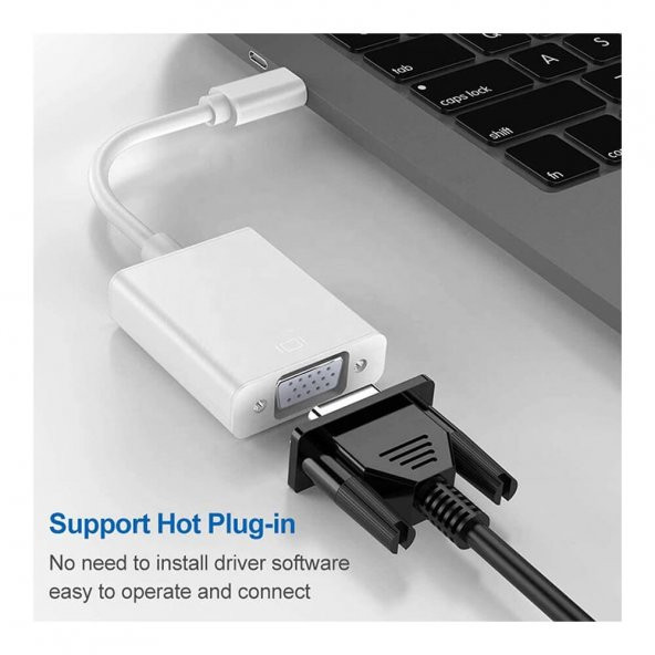 Usb Type C To Vga Çevirici Dönüştürücü Kablo Type-C Macbook - 7