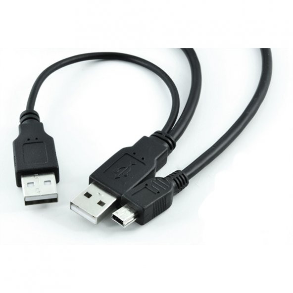 Harici Diskler Için 2 Usb 5 Pin Mini Usb Y Kablo Harddisk Kablosu