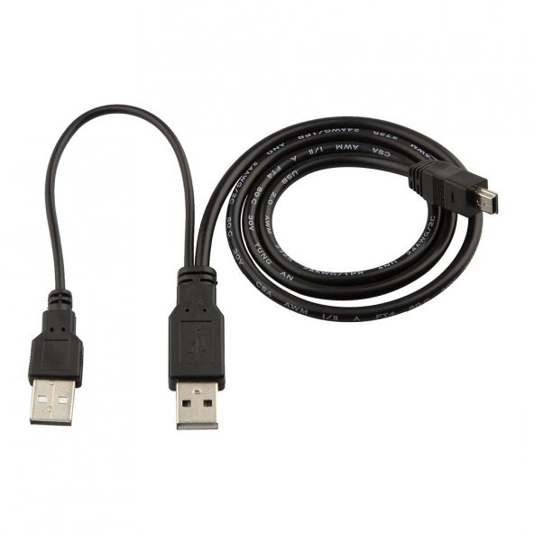 Harici Diskler Için 2 Usb 5 Pin Mini Usb Y Kablo Harddisk Kablosu - 2