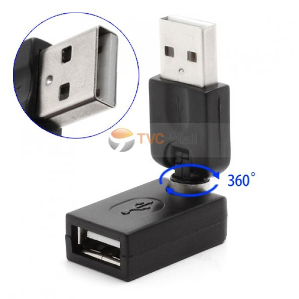 Usb Uzatma Aparatı 360 Derece Dönen Dişi Erkek Usb 2.0 Çevirici