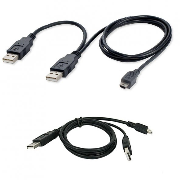 Harici Diskler Için 2 Usb 5 Pin Mini Usb Y Kablo Harddisk Kablosu - 4
