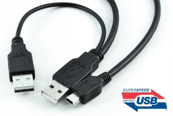 Harici Diskler Için 2 Usb 5 Pin Mini Usb Y Kablo Harddisk Kablosu - 5