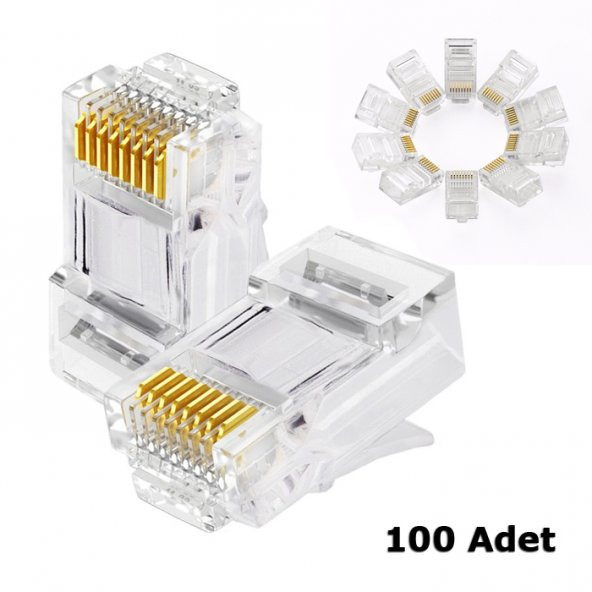 Rj45 Konnektör 100 Adet Network Cat5 Cat6 Jak Jack Ethernet Uç ürün görseli