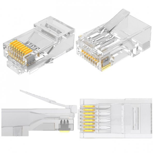 Rj45 Konnektör 100 Adet Network Cat5 Cat6 Jak Jack Ethernet Uç - Resim 5