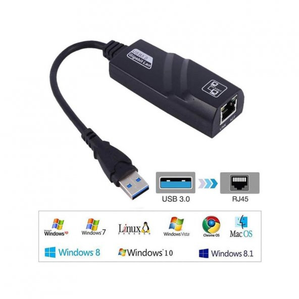 USB 3.0 Gigabit Ethernet Kartı Adaptör Rj45 10 100 1000 Mbps - Resim 5