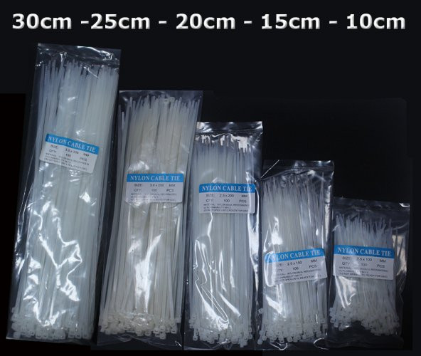 3.6 300Mm - Beyaz - 30Cm Kablo Bağı-Cırt Kelepçe - Resim 2