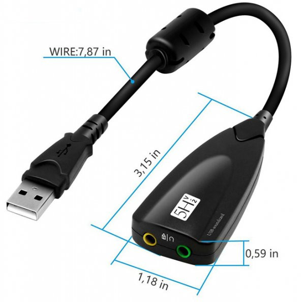 Wozlo 7.1 USB 12 Kanal 64 Bit 5HV2 Destekli Kablolu Audio Çevirici Harici Ses Kartı - Resim 2